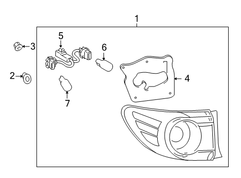 2012 Toyota Corolla Bulbs Combo Lamp Assembly Diagram for 81550-02580