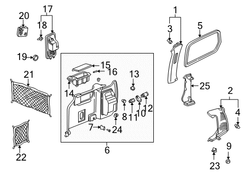 2000 Honda Odyssey Interior Trim - Side Panel Garnish Assy., L. Quarter Pillar *NH302L* (PALE QUARTZ) Diagram for 84181-S0X-A02ZB