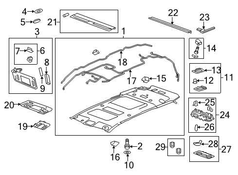 2009 Buick Enclave Interior Trim - Roof Support Nut Diagram for 11609314