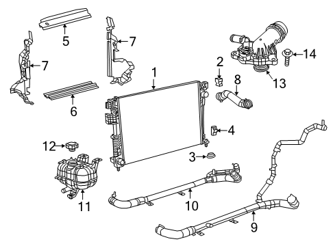 2017 Chrysler Pacifica Radiator & Components Hose-Radiator Outlet Diagram for 68217328AG