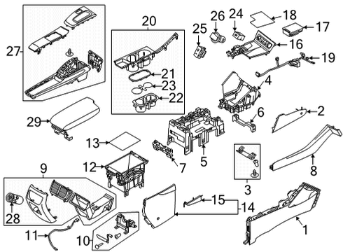 2020 Hyundai Sonata Center Console Cup Holder Assembly Diagram for 84670-L5000-XHA