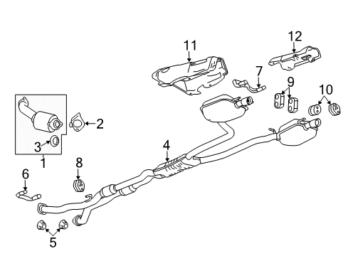 2013 Cadillac CTS Exhaust Components Muffler & Pipe Hanger Diagram for 25991657