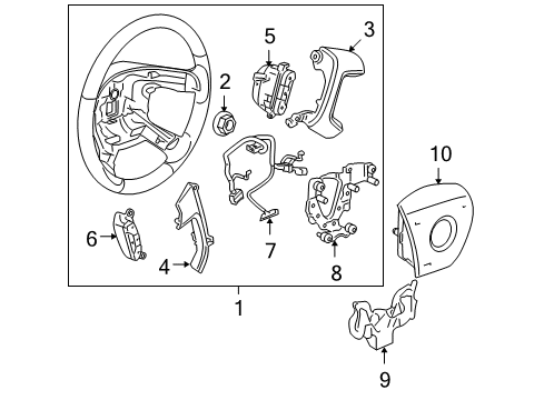 2009 GMC Yukon Steering Column, Steering Wheel & Trim, Shroud, Switches & Levers Cover Diagram for 15255102
