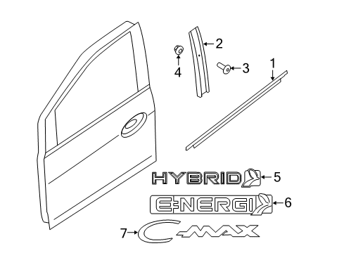 2014 Ford C-Max Exterior Trim - Front Door Applique Diagram for AM5Z-1720554-A