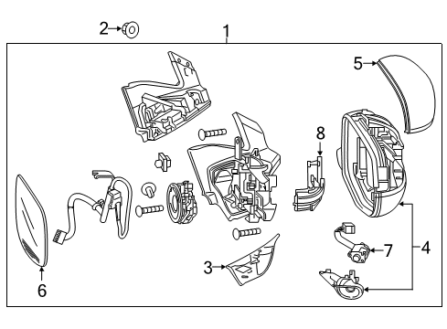 2016 Honda Pilot Lane Departure Warning Mirror Assembly, Driver Side (Dark Cherry Pearl) Diagram for 76250-TG7-A22ZA