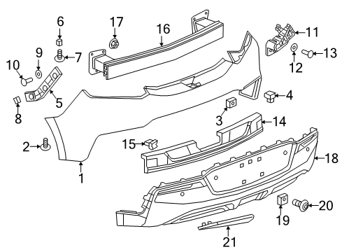 2017 Chevrolet Volt Rear Bumper Impact Bar Diagram for 23385455