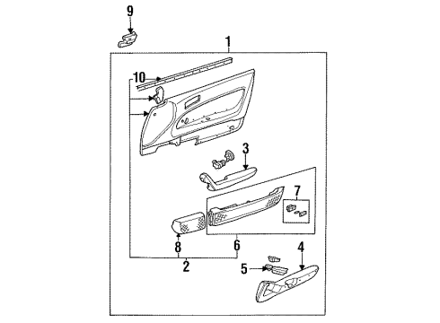 1992 Honda Accord Interior Trim - Front Door Weatherstrip, L. FR. Door (Inner) Diagram for 72375-SM4-003