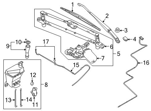 2011 Chevrolet Aveo5 Wiper & Washer Components Motor & Linkage Diagram for 96988331