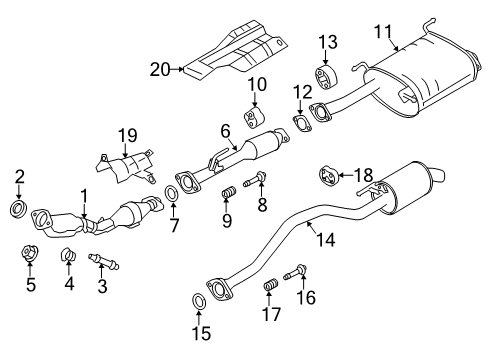 2014 Nissan NV200 Exhaust Components Bolt Diagram for 20606-1U60B
