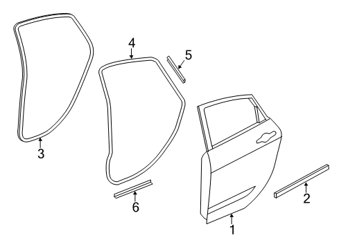 2013 Dodge Dart Rear Door WEATHERST-Rear Door Diagram for 68082824AC