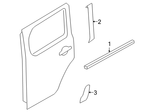 2009 Nissan Cube Exterior Trim - Rear Door MOULDING - Rear Door Outside, LH Diagram for 82821-1FA0A