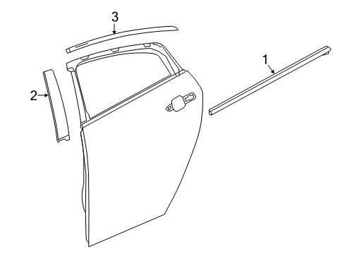 2018 Chevrolet Volt Exterior Trim - Rear Door Belt Molding Diagram for 23283538