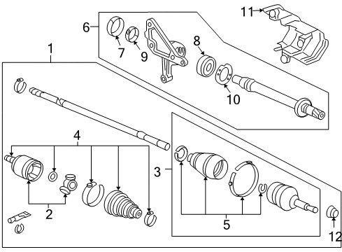 2015 Honda Crosstour Drive Axles - Front Boot Set, Outboard Diagram for 44018-T2B-A01