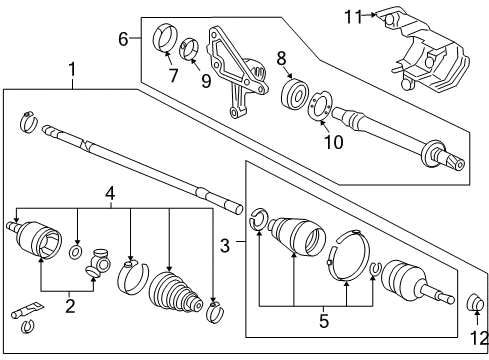 2015 Honda Crosstour Drive Axles - Front Set, Joint Complete Inner Diagram for 44310-T2B-305