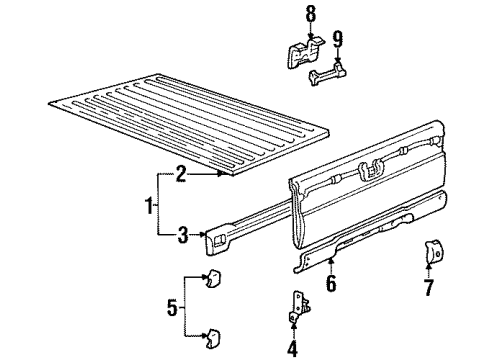 1993 Nissan D21 Pick Up Box - Floor Panel-Side Diagram for 93512-92G00