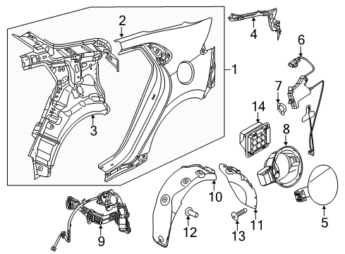 2019 Hyundai Ioniq Quarter Panel & Components Rear Wheel Front Piece Guard, Right Diagram for 86824-G2000