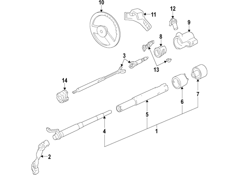 2001 GMC Savana 3500 Steering Column, Steering Wheel & Trim Column Asm, Steering Diagram for 26094522