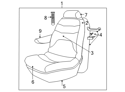 2006 Chrysler Town & Country Front Seat Components Front Seat Cushion Diagram for 1AM911J1AB