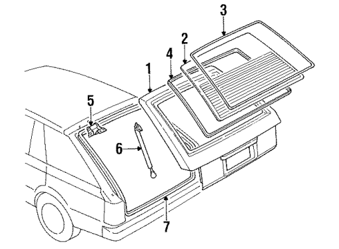1986 Nissan Sentra Tail Gate - Gate & Hardware Back Door Lock Actuator Diagram for 90655-21A00