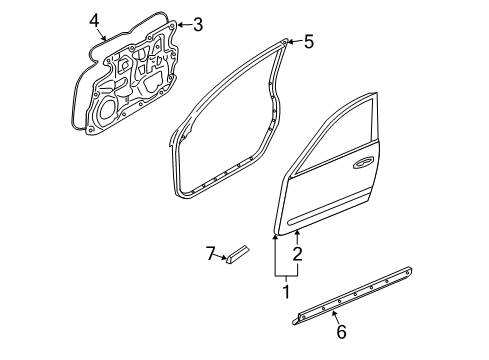 2005 Infiniti G35 Front Door Weatherstrip-Front Door, RH Diagram for 80830-AL511