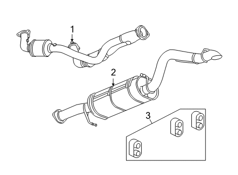2007 Hummer H2 Exhaust Components Exhaust Muffler Assembly (W/ Exhaust Pipe & Tail Pipe) Diagram for 15859652