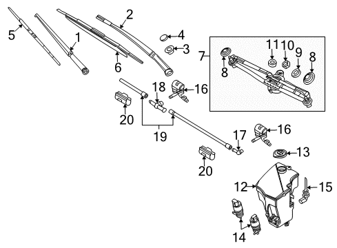2004 BMW X3 Headlamp Washers/Wipers Damping Washer Upper Part Diagram for 61613428078