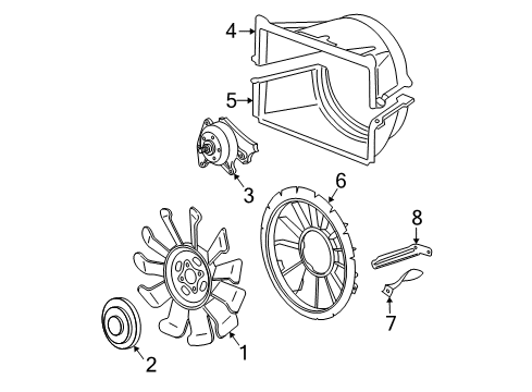 2008 GMC Sierra 2500 HD Cooling System, Radiator, Water Pump, Cooling Fan Rear Shroud Diagram for 15780450