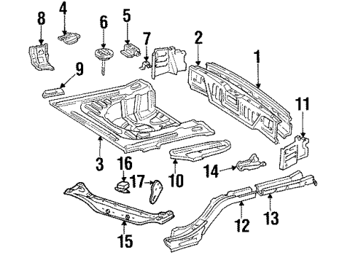 1993 Toyota Corolla Rear Body Rear Crossmember Diagram for 51206-12040