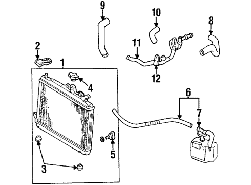 1996 Ford Aspire Radiator & Components Radiator Assembly Mount Bracket Diagram for F4BZ8A193A