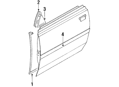 1987 Toyota MR2 Door & Components Moulding, Front Door, Outside LH Diagram for 75732-17021-01