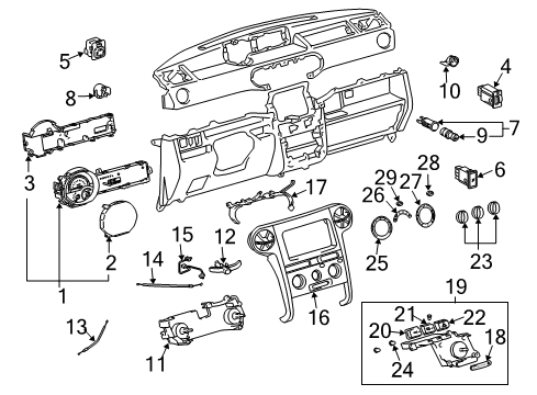 2004 Scion xB Switches Decal Diagram for 81942-52440-B0