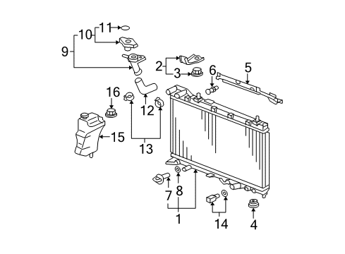 2008 Honda Fit Radiator & Components Tank, Reserve Diagram for 19101-PWA-J00