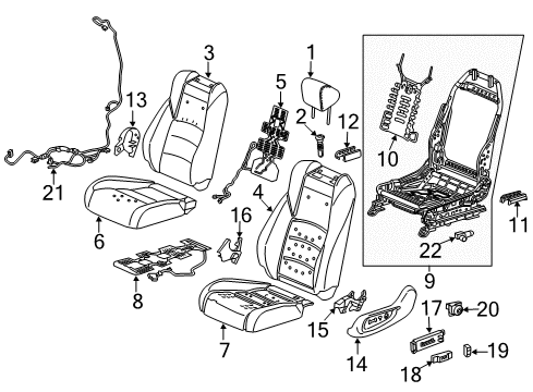 2020 Honda Accord Driver Seat Components Cover, Left Front Seat-Back Trim (Wisteria Light Gray) Diagram for 81521-TVC-A31ZA