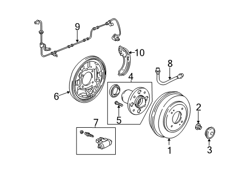2004 Honda Civic Rear Brakes Cylinder Assembly B, Rear Wheel Diagram for 43301-S6A-J51