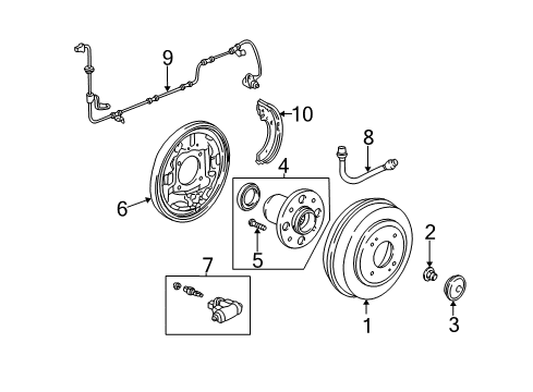 2004 Honda Civic Rear Brakes Plate, Left Rear Brake Back Diagram for 43120-S5B-A52