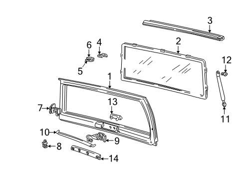 2001 Chevrolet Astro Gate & Hardware Lift Gate Latch Assembly Diagram for 15123706