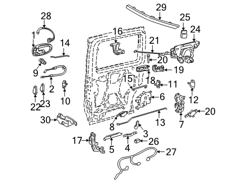 2003 Pontiac Montana Side Loading Door - Lock & Hardware Handle Asm-Rear Side Door Outside *Teal T Diagram for 10322233