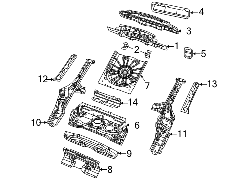 2017 Jeep Compass Rear Body Panel, Floor & Rails CROSSMEMB-Intermediate Rear Diagram for 68320507AA