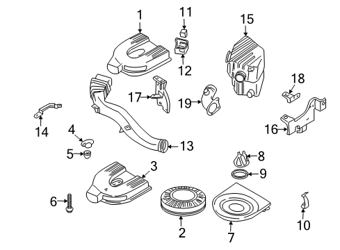 2000 Nissan Xterra Filters Duct Assembly-Air Diagram for 16554-3S500