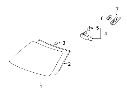 2009 Saturn Vue Wiper & Washer Components Cover-Inside Rear View Mirror Mount Plate Diagram for 96623517