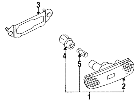 1997 Infiniti J30 Bulbs Lamp Assembly-Side Marker, LH Diagram for 26185-10Y00