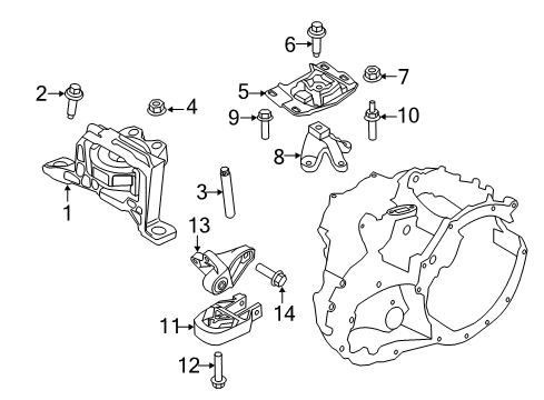 2016 Ford Focus Engine & Trans Mounting Bracket Bolt Diagram for -W500035-S442