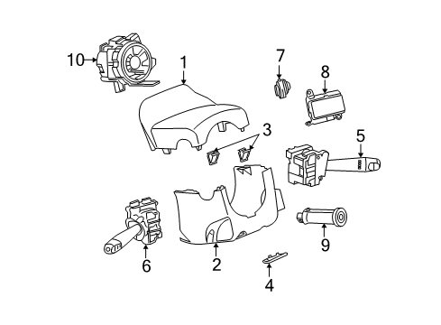 2007 Saturn Ion Shroud, Switches & Levers Wiper Switch Diagram for 19299456