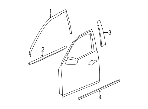 2006 Buick Lucerne Exterior Trim - Front Door Body Side Molding Diagram for 15848458