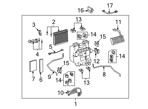 2008 Lexus LS600h Air Conditioner Evaporator Sub-Assy, Cooler, NO.1 Diagram for 88501-50251