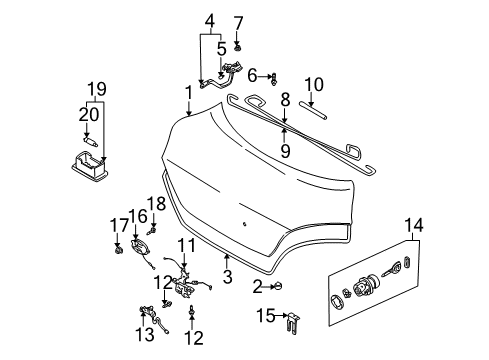 2004 Kia Rio Trunk RETAINER-Lock Cylinder Diagram for 0K2B162495