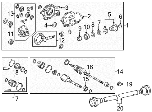 2016 Lexus LS600h Carrier & Front Axles Final Gear Kit, Differential Diagram for 41201-59196