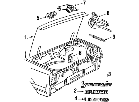 1987 Buick Somerset Trunk Lid Weatherstrip Asm, Rear Compartment Lid Diagram for 12362419