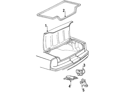 1995 Oldsmobile Cutlass Supreme Trunk Lid Hinge Asm-Rear Compartment Lid Diagram for 10165699