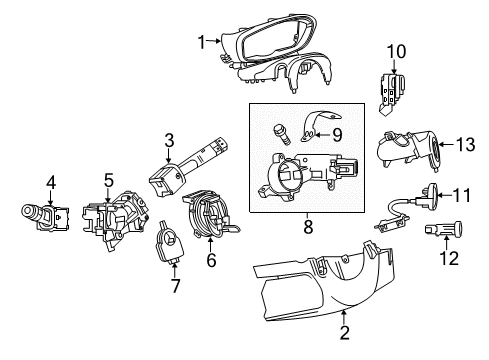2019 Chevrolet Trax Shroud, Switches & Levers Ignition Housing Diagram for 42522213